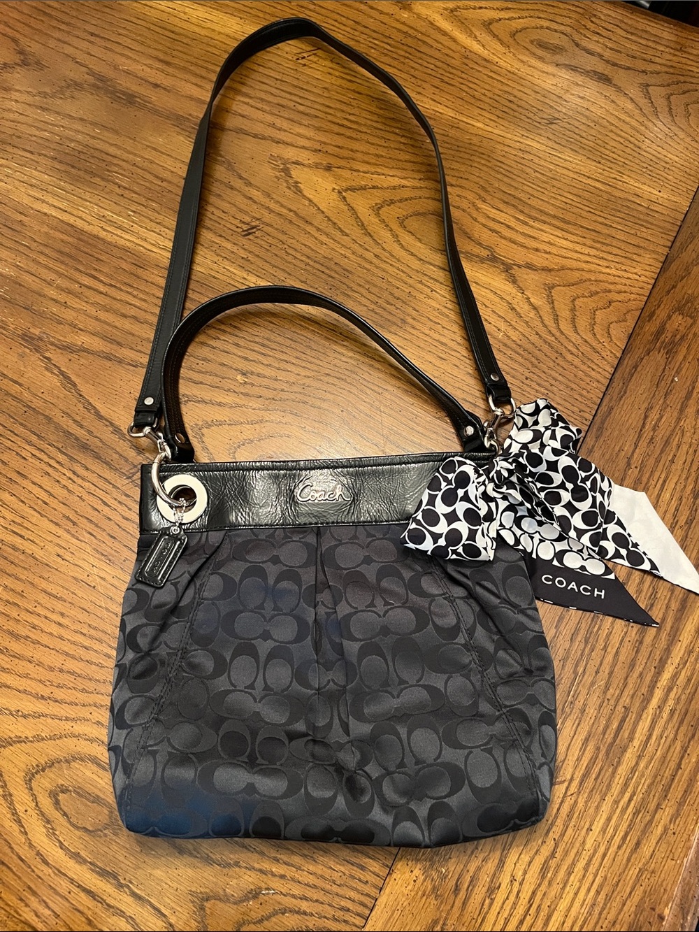 Coach Ashley Signature Jacquard Hippie Crossbody Bag with Scarf‎ Accent